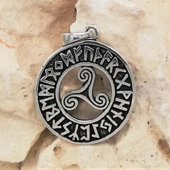 Anhänger #98777 Triskele mit Runen und Kette 45 cm - Sterling Silber 925