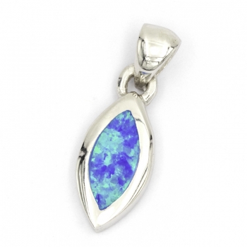 Anhänger #98800 Auge des Meeres - synthetischer Opal mit Kette 45 cm in Silber 925