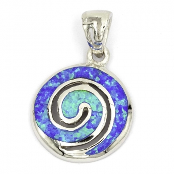 Anhänger #98807 Poseidonspirale - synthetischer Opal mit Kette 45 cm in Silber 925 - Kopie