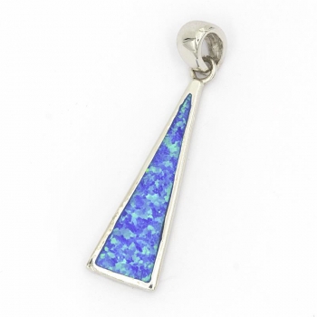 Anhänger #98813 Meeresdreieck - synthetischer Opal mit Kette 45 cm in Silber 925