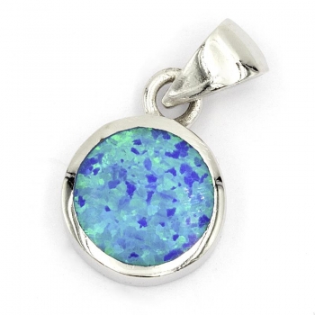 Anhänger #98815 Anse Lazio - synthetischer Opal mit Kette 45 cm in Silber 925