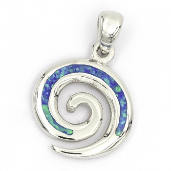 Anhänger #98817 Tritonspirale - synthetischer Opal mit Kette 45 cm in Silber 925