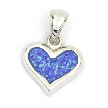 Anhänger #98818 Herz des Meeres - synthetischer Opal mit Kette 45 cm in Silber 925