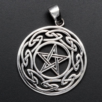 Anhänger #99002 Pentagramm mit keltischem Knoten und Kette 45 cm - Sterling Silber 925