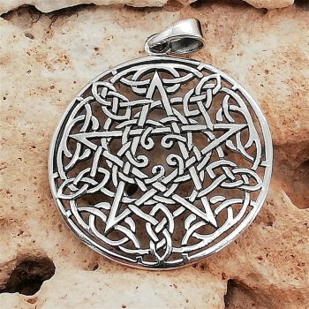 Anhänger #99037 Pentagramm und Halskette 45 cm in Sterling Silber 925