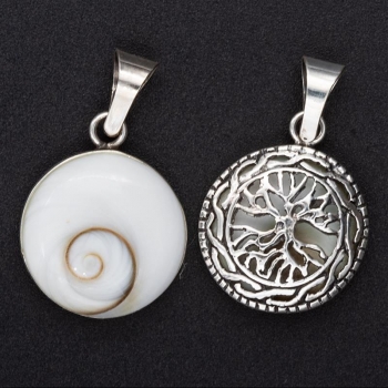 Anhänger Shiva Auge mit Lebensbaum #99045 mit Halskette 45 cm - Sterling Silber 925