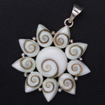 Anhänger Blume mit Shiva-Augen #99052 mit Kette 45 cm - Sterling Silber 925