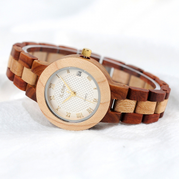 Preview: Armbanduhr iLchev® Layla light - Massivholz Ahorn und Sandelholz rot