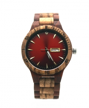 Armbanduhr iLchev® Albert - Massivholz Sandelholz und Zebraholz mit Edelstahl