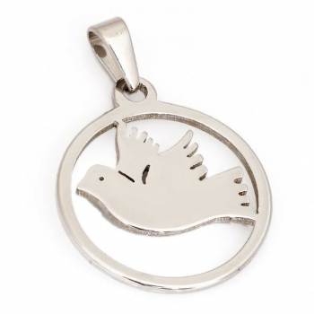 Anhänger Taube # AS-6131 aus Edelstahl - Kette 45 cm aus Sterling Silber 925