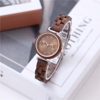 Preview: Armbanduhr ilchev® Abigail - Massivholz Nussbaum