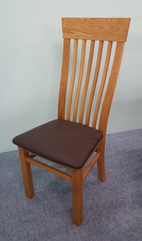 2 x Stuhl Luke Eiche massiv geölt mit Polster Leder braun