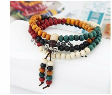 Halskette Armkette aus Holz - iLchev® Multicolour - Länge 50 cm - Band elastisch