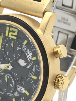 Preview: Armbanduhr iLchev® Steven - Massivholz Ebenholz goldfarben mit Edelstahl