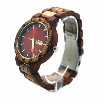 Preview: Armbanduhr iLchev® Albert - Massivholz Sandelholz und Zebraholz mit Edelstahl