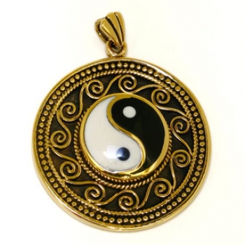 Anhänger BRA-411 Yin und Yang mit Kette 48 cm - Bronze
