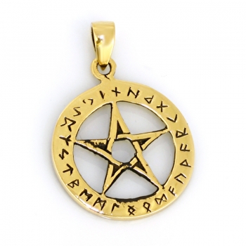 Anhänger BRA-436 Pentagramm mit Kette 48 cm - Bronze