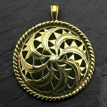 Anhänger BRA-57 altkeltische Sonnenrune mit Kette 48 cm - Bronze