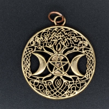 Anhänger BRA-777 Lebensbaum mit Pentagramm mit Kette 48 cm - Bronze