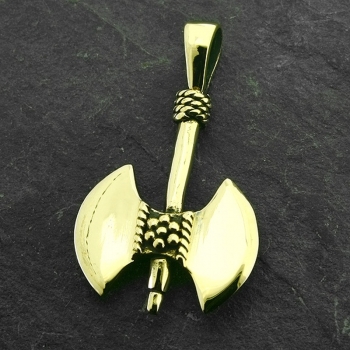 Anhänger BRA-83 Doppelaxt mit Kette 48 cm - Bronze