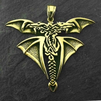 Anhänger BRA-96 Drachen mit Kette 48 cm - Bronze
