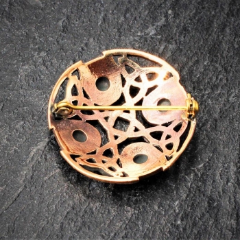 Preview: Bronze Brosche - rund mit Muster BRB-1