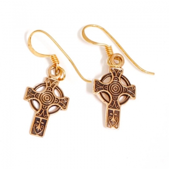 Bronze Ohrhänger BRO-496 keltisches Kreuz