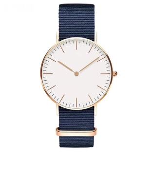 Armbanduhr Classic+ Rose Gold - Gehäuse 40 mm - Armband Nylon Blau