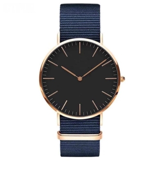 Armbanduhr Classic+ Rose Gold - Gehäuse 40 mm S - Armband Nylon Blau
