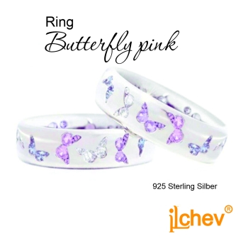 Ring iLchev® Schmetterling pink - 925 Sterling Silber 