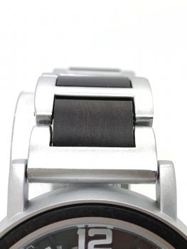 Preview: Armbanduhr iLchev® Steven - Massivholz Ebenholz silberfarben mit Edelstahl