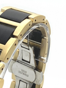 Preview: Armbanduhr iLchev® Steven - Massivholz Ebenholz goldfarben mit Edelstahl