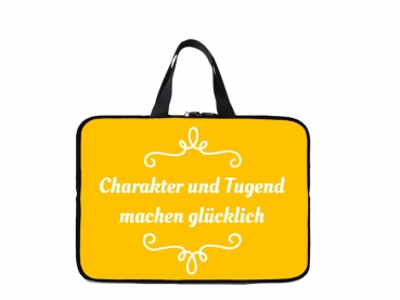 Laptoptasche Charakter und Tugend machen glücklich...... - gelb