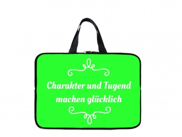 Laptoptasche Charakter und Tugend machen glücklich...... - grün