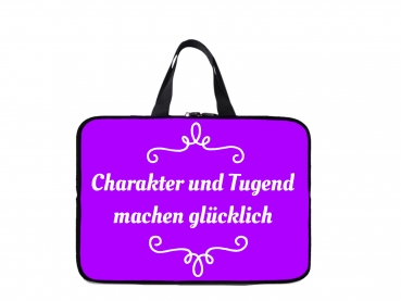 Laptoptasche Charakter und Tugend machen glücklich...... - lila