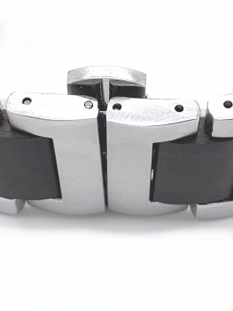 Preview: Armbanduhr iLchev® Steven - Massivholz Ebenholz silberfarben mit Edelstahl