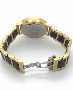 Preview: Armbanduhr iLchev® Steven - Massivholz Ebenholz goldfarben mit Edelstahl