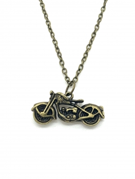 Anhänger Motorrad mit Kette 50 cm in Bronze antik