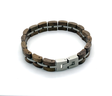 Armband iLchev® Eston Easy Line - Massivholz Nussbaumholz mit Edelstahl