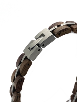 Preview: Armband iLchev® Eston Easy Line - Massivholz Nussbaumholz mit Edelstahl