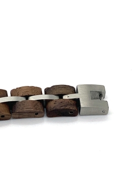 Preview: Armband iLchev® Eston Easy Line - Massivholz Nussbaumholz mit Edelstahl