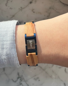 Preview: Armband iLchev® Eston Elegance Blue - Massivholz Olivenholz mit Edelstahl