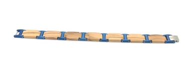 Preview: Armband iLchev® Eston Elegance Blue - Massivholz Olivenholz mit Edelstahl