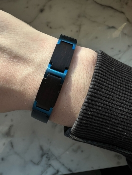 Armband iLchev® Eston Elegance Blue - Massivholz Ebenholz mit Edelstahl