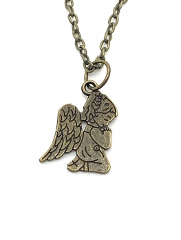 Anhänger Engel mit Kette 50 cm in Bronze antik