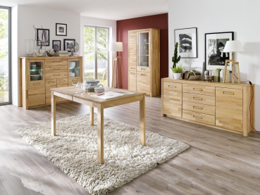 Kommode Kombi-Vitrine Fenja Kernbuche massiv geölt