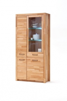 Kommode Kombi-Vitrine Fenja Kernbuche massiv geölt