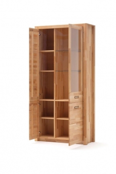 Kommode Kombi-Vitrine Fenja Kernbuche massiv geölt