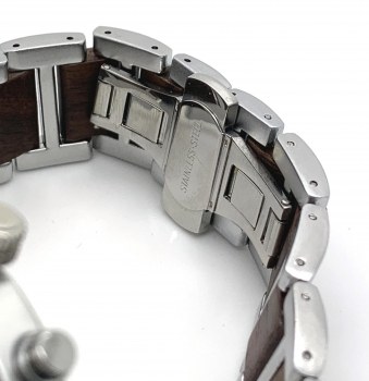 Preview: Armbanduhr ilchev® Ian - Massivholz Ebenholz mit Edelstahl