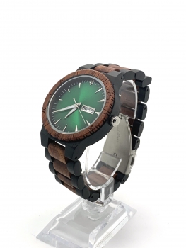 Armbanduhr iLchev® Albert - Massivholz Sandelholz und Ebenholz mit Edelstahl